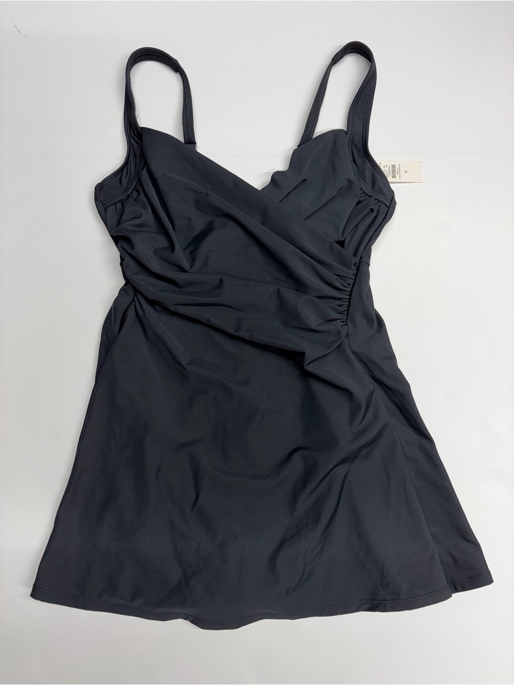NEW Miraclesuit x Talbots 6 Black One Piece Swim Suit Swim dress surplice v neck